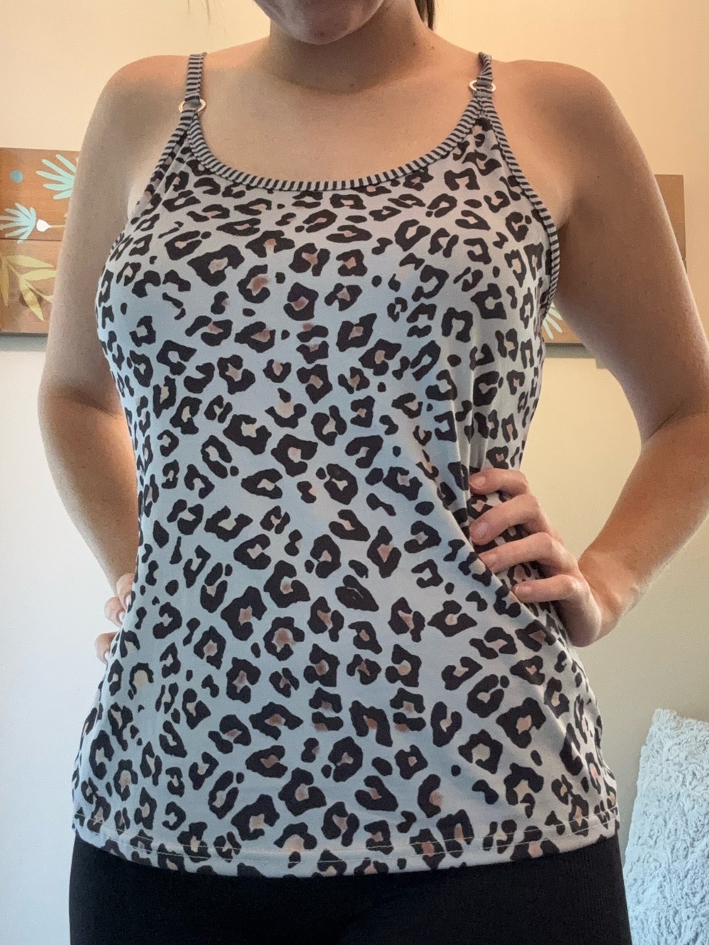 Leopard Print Women's Cami Tank Top in Silver and Black